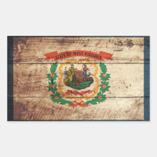 Adesivo Retangular Bandeira do estado de West Virginia na grão de