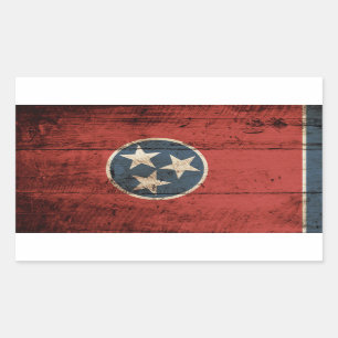 Adesivo Retangular Bandeira do Estado do Tennessee em grão de madeira