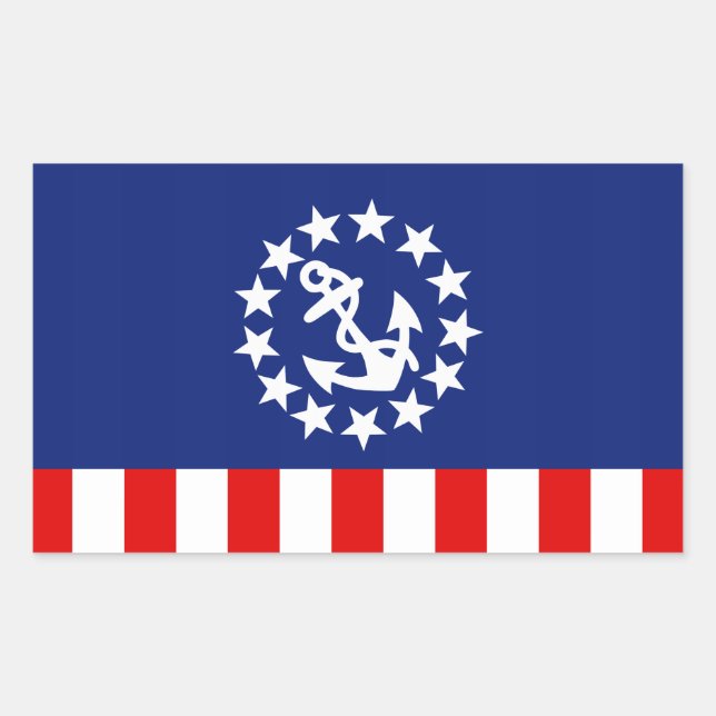 Adesivo Retangular Bandeira do iate americano náutico fica na Marina (Frente)
