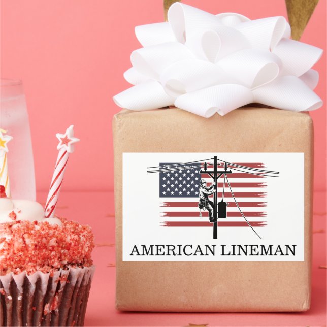 Adesivo Retangular Bandeira do Lineman Americano – Trabalho de Eletri (Festa)