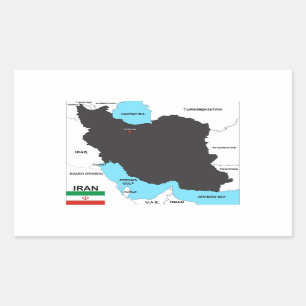 Adesivo Retangular bandeira do mapa do país irã