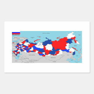 Adesivo Retangular bandeira do mapa político da rússia