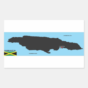 Adesivo Retangular bandeira do mapa político do país Jamaica