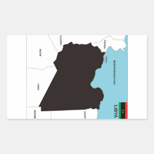 Adesivo Retangular bandeira do mapa político do país líbia