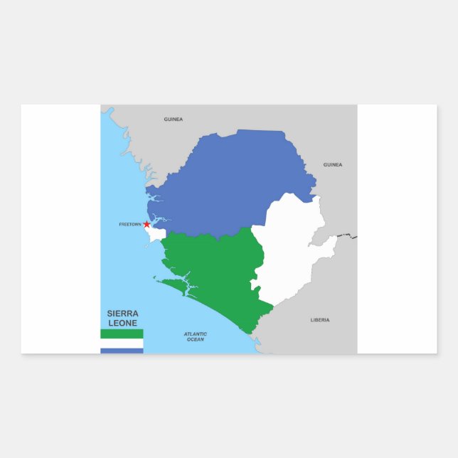 Adesivo Retangular bandeira do mapa político do país sererra leone (Frente)