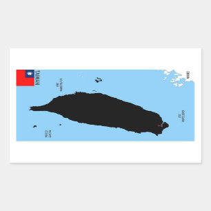 Adesivo Retangular bandeira do mapa político do país taiwan