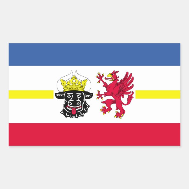 Adesivo Retangular Bandeira do Meclemburgo-Pomerânia Ocidental (Frente)