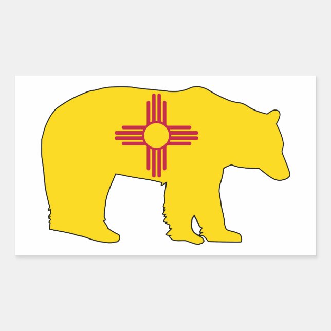 Adesivo Retangular Bandeira do Novo México Urso (Frente)