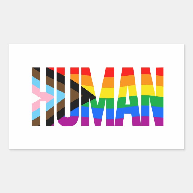 Adesivo Retangular Bandeira do Orgulho da Inclusividade Humana (Frente)