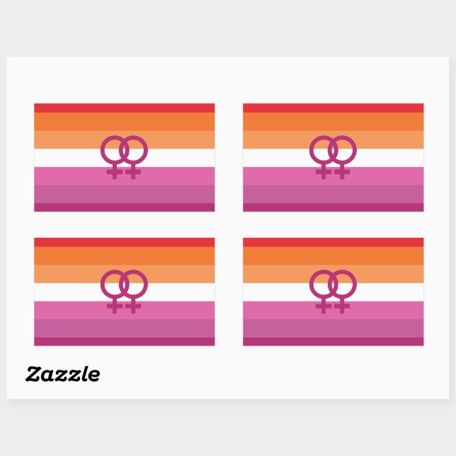 Adesivo Retangular Bandeira do Orgulho Lésbico WLW (Pôr do Sol) (Folha)