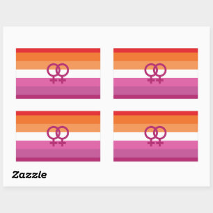Adesivo Retangular Bandeira do Orgulho Lésbico WLW (Sunset)