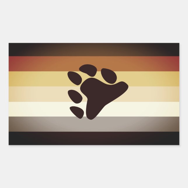 Adesivo Retangular Bandeira do Orgulho Urso e Pata (Frente)