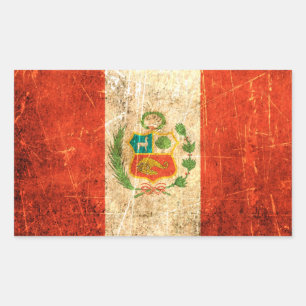 Adesivo Retangular Bandeira do Peru Vintage Vestida e cravada