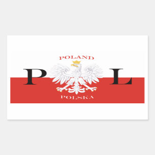 Adesivo Retangular Bandeira do Polônia do branco Eagle de Polska