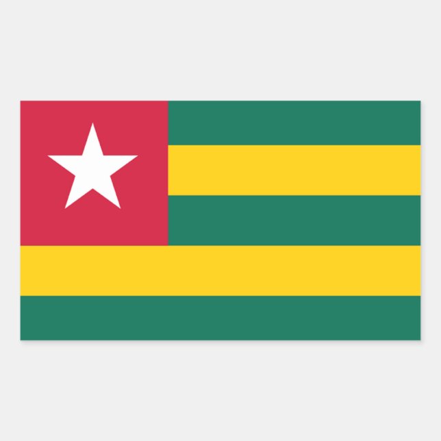 Adesivo Retangular Bandeira do Togo (Frente)