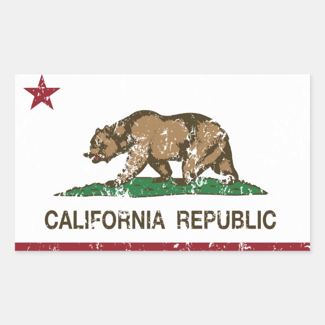 Adesivo Retangular Bandeira do Urso da República da Califórnia (Frente)