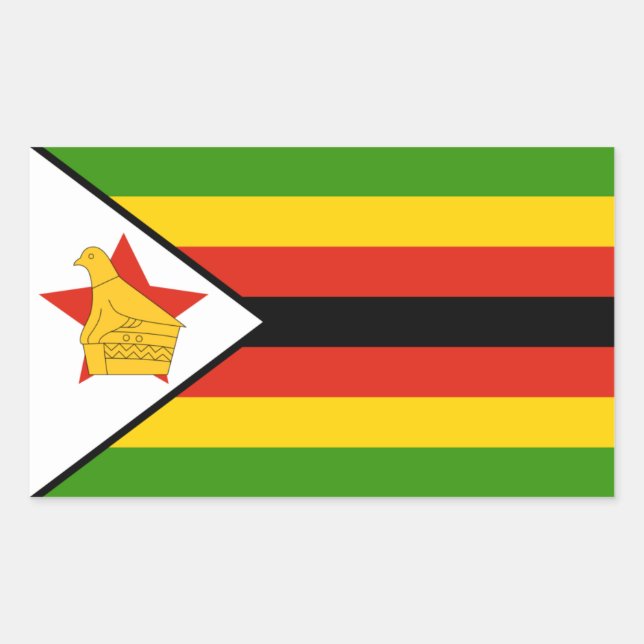 Adesivo Retangular Bandeira do Zimbabué (Frente)