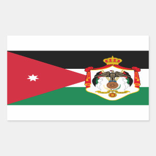 Adesivo Retangular Bandeira e Casaco de armas da Jordânia