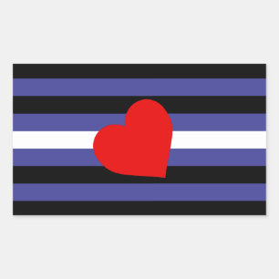 Adesivo Retangular Bandeira e Coração do Orgulho de Couro