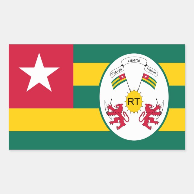 Adesivo Retangular Bandeira e emblema togoleses, Bandeira do Togo (Frente)