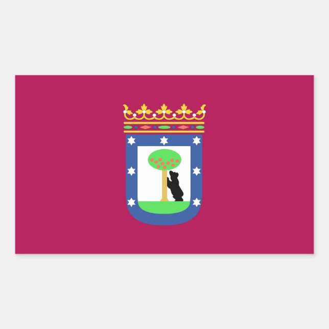 Adesivo Retangular Bandeira Espanha de Madrid (Cidade) (Frente)
