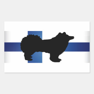 Adesivo Retangular bandeira finlandesa da silhueta do lapphund