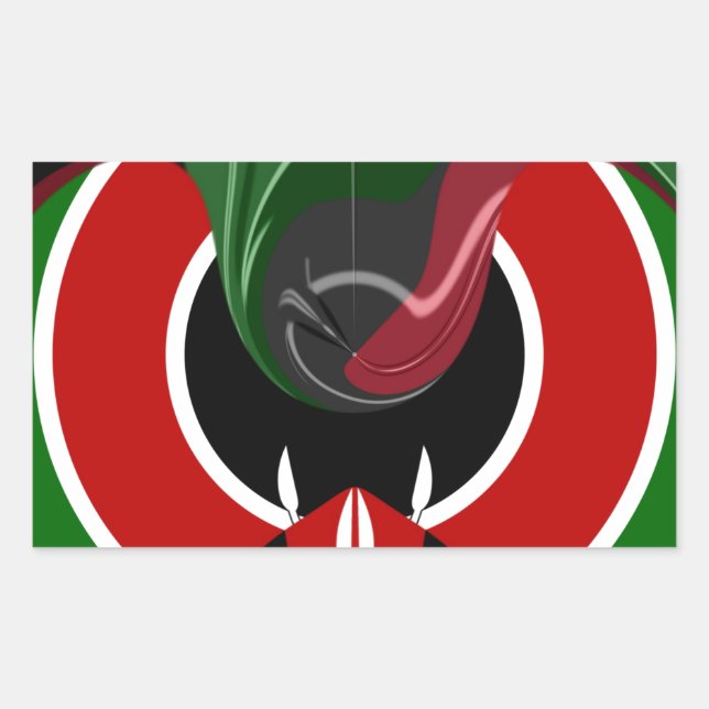Adesivo Retangular Bandeira Fluida do Quênia: Um Design Moderno (Frente)
