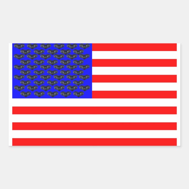 Adesivo Retangular Bandeira Gatos Pretos E Listras (Frente)