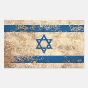 Adesivo Retangular Bandeira Israelense de Vintage em Massa