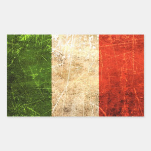 Adesivo Retangular Bandeira italiana da Vintage, crachatada e Vestida