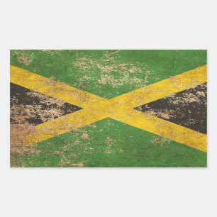 Adesivo Retangular Bandeira jamaicana da Vintage, de idade bruta