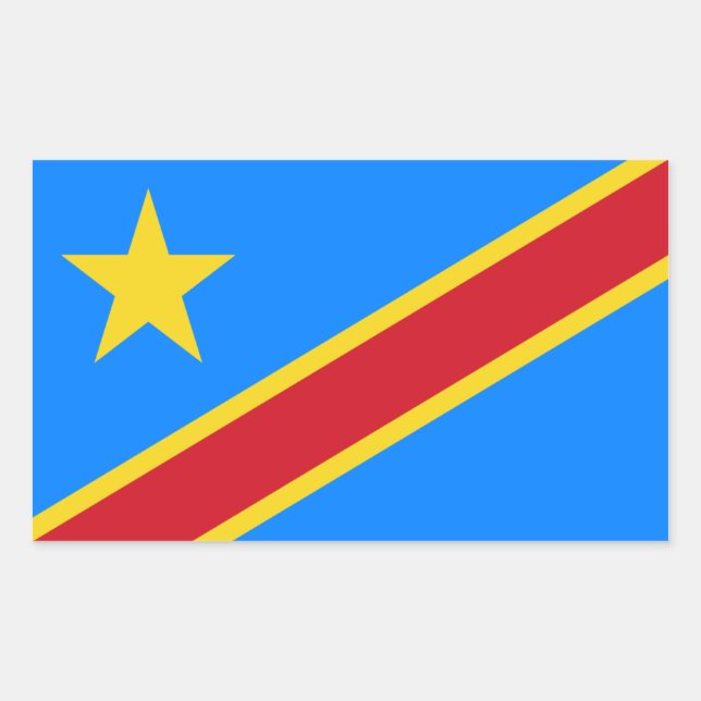 Adesivo Retangular Bandeira Kinshasa Congo/Congolesa. República Democ (Frente)