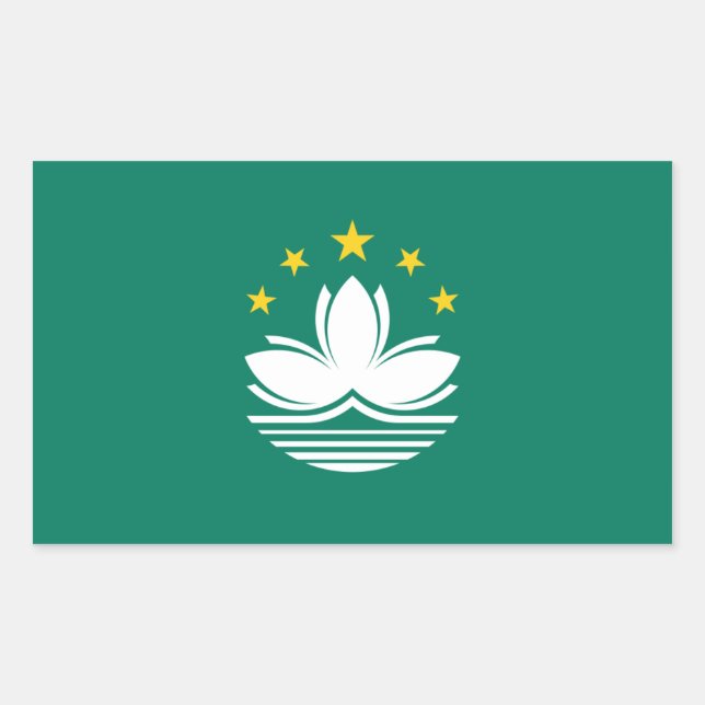 Adesivo Retangular Bandeira Macau/Macau China/Chinês (Frente)