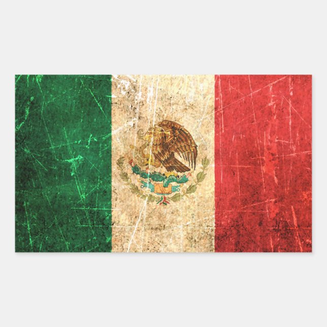 Adesivo Retangular Bandeira mexicana cratada e Vestida (Frente)
