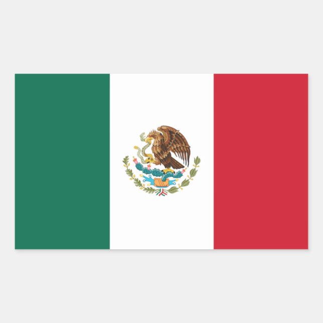 Adesivo Retangular Bandeira Nacional do México QUATRO (Frente)
