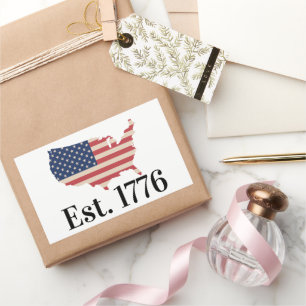 Adesivo Retangular Bandeira Patriótica América Est. 1776