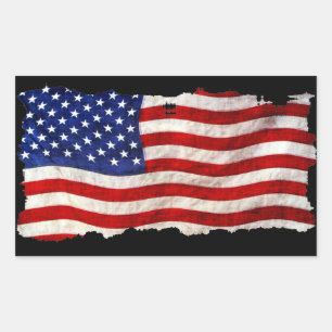 Adesivo Retangular Bandeira patriótica esfarrapada dos EUA do Grunge