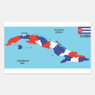 Adesivo Retangular Bandeira política do mapa do país de Cuba