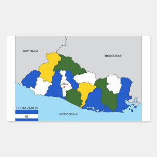 Adesivo Retangular bandeira política do mapa do país de El Salvador
