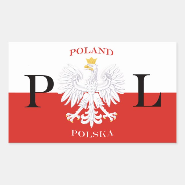 Adesivo Retangular Bandeira Polônia da águia branca da Polska (Frente)