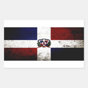 Adesivo Retangular Bandeira preta da República Dominicana do Grunge