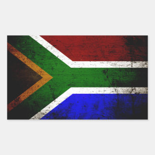 Adesivo Retangular Bandeira preta de África do Sul do Grunge