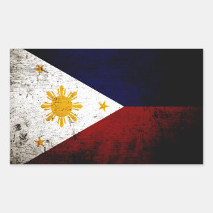 Adesivo Retangular Bandeira preta de Filipinas do Grunge