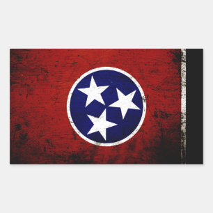 Adesivo Retangular Bandeira preta do estado de Tennessee do Grunge