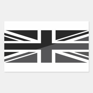 Adesivo Retangular Bandeira preta e cinzenta de Union Jack Ingleses