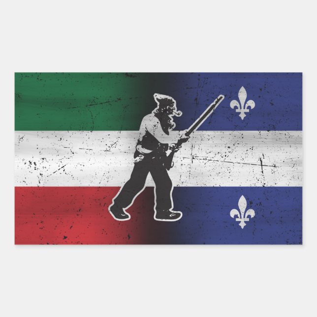 Adesivo Retangular Bandeira Quebeque e Patriota Henri Julien (Frente)
