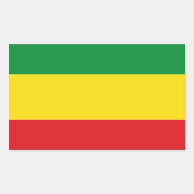 Adesivo Retangular Bandeira Rastafári Rasta Etíope (Frente)