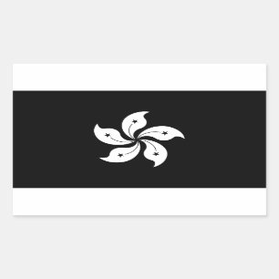 Adesivo Retangular Bandeira Regional da Flor Orquídea Negra de Hong K