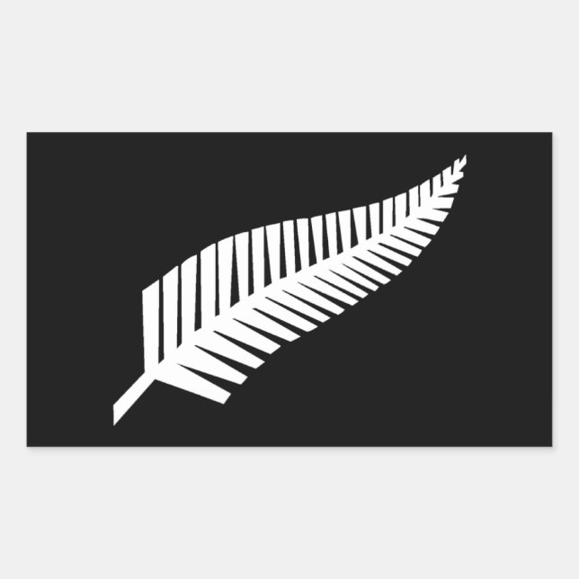 Adesivo Retangular Bandeira Silver Fern da Nova Zelândia (Frente)
