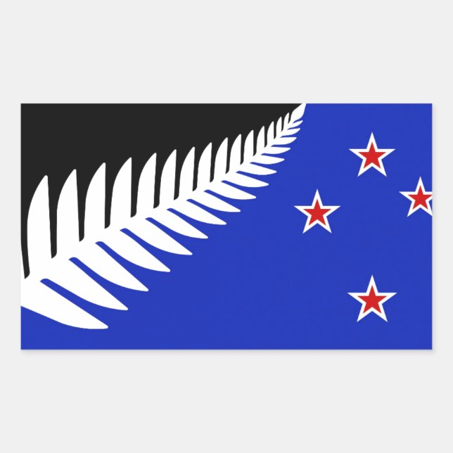 Adesivo Retangular Bandeira Silver Fern Nova Zelândia (Frente)